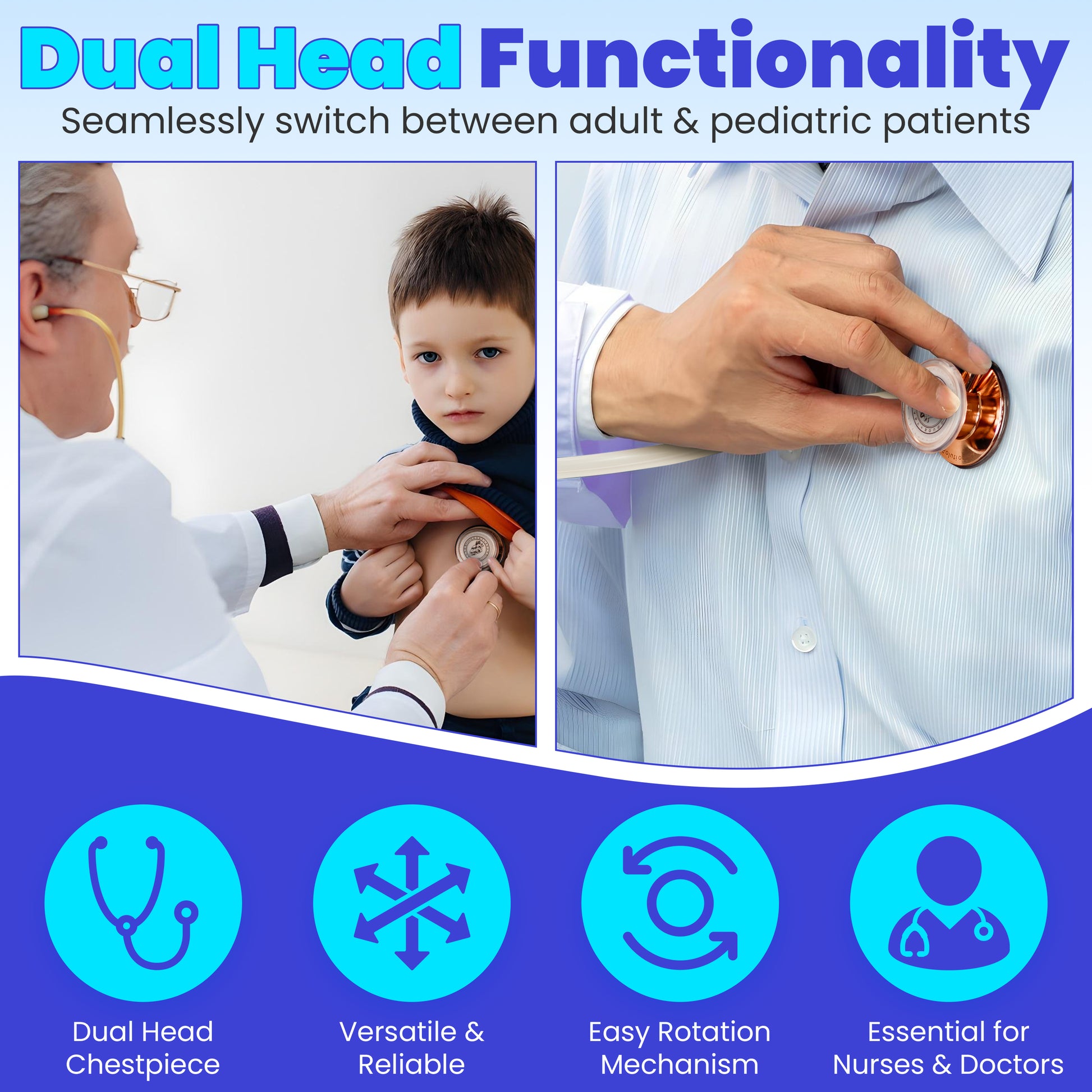 Heart Sound Solutions Signature Series Stethoscope for Nurses, Doctors, and Medical Students | Dual Head Design for Adults & Kids (Rose Gold x White) - Heart Sound Solutions