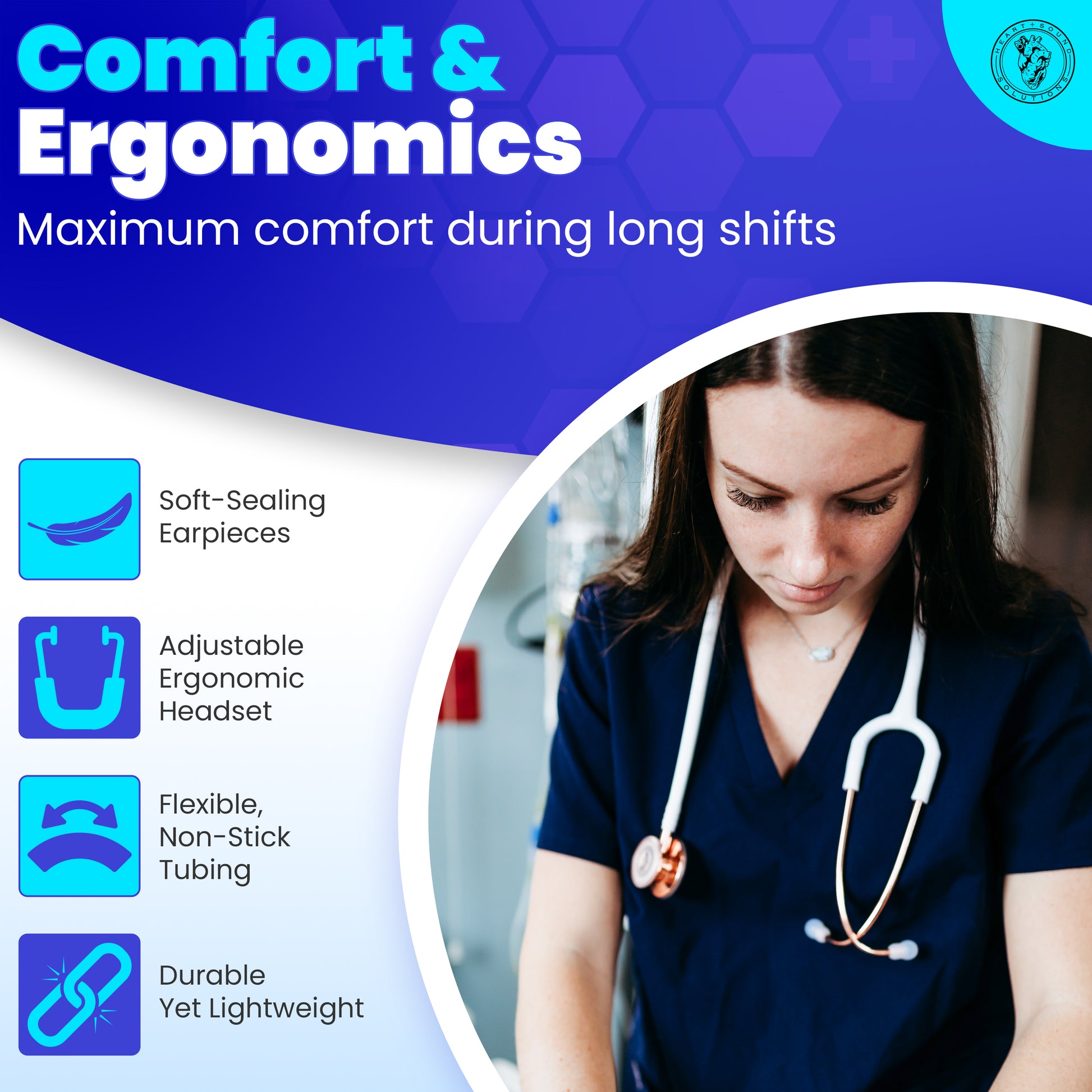 Heart Sound Solutions Signature Series Stethoscope for Nurses, Doctors, and Medical Students | Dual Head Design for Adults & Kids (Rose Gold x White) - Heart Sound Solutions