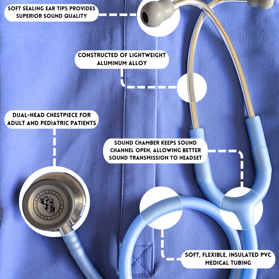 Heart Sound Solutions Signature Series Stethoscope for Nurses, Doctors, Students, Home Health, Dual Head, for Adults and Pediatric