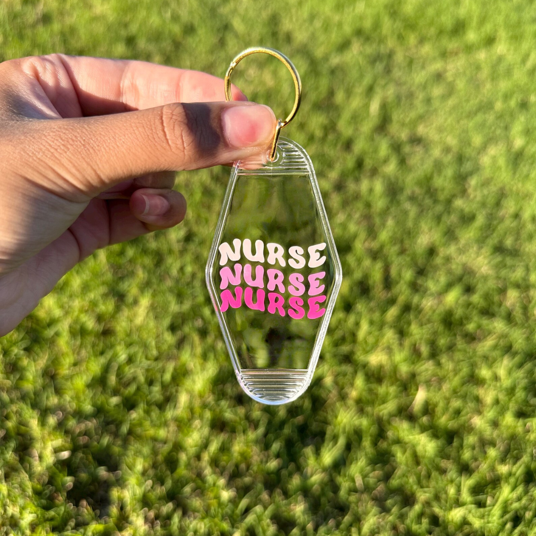 Nurse Keychain | RN | Motel/Hotel | Acrylic | Clear | Custom | Gift - Heart Sound Solutions