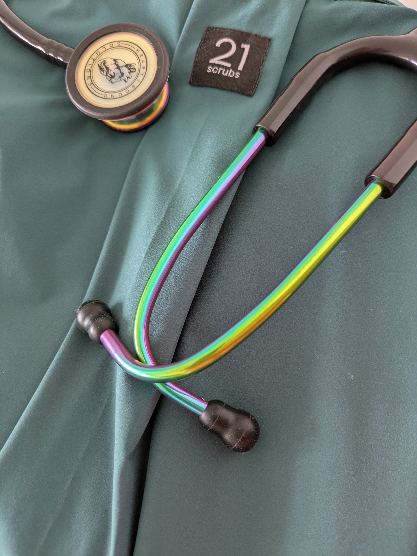Heart Sound Solutions Signature Series Stethoscope for Nurses, Doctors, and Medical Students | Dual Head Design for Adults & Kids (Rainbow x Black Tube)