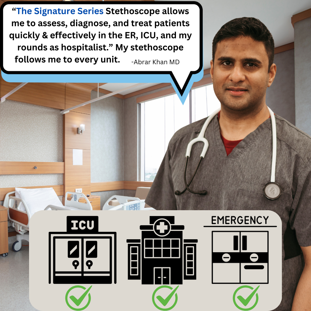 Heart Sound Solutions Signature Series Stethoscope for Nurses, Doctors, and Medical Students | Dual Head Design for Adults & Kids (Matte Black x White) - Heart Sound Solutions