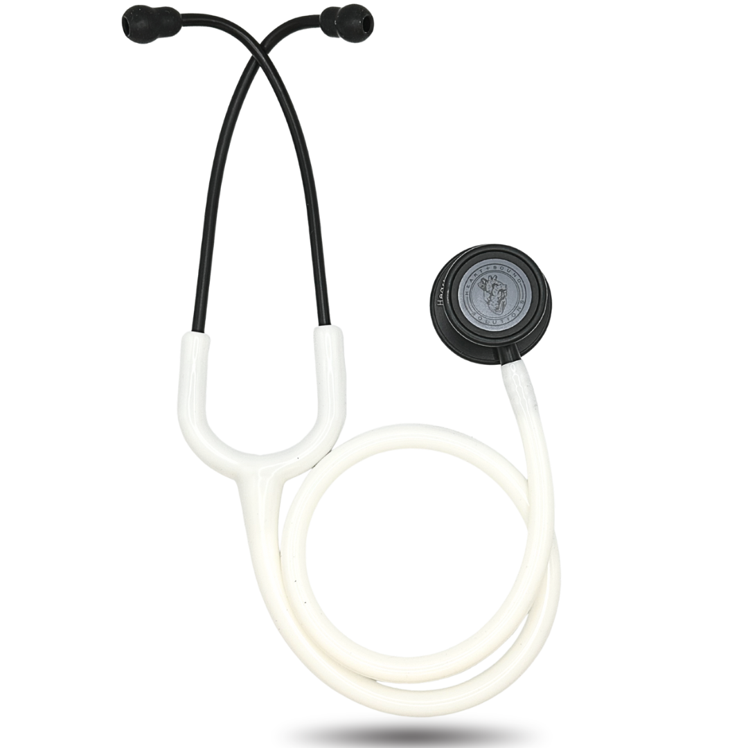 Heart Sound Solutions Signature Series Stethoscope for Nurses, Doctors, and Medical Students | Dual Head Design for Adults & Kids (Matte Black x White) - Heart Sound Solutions