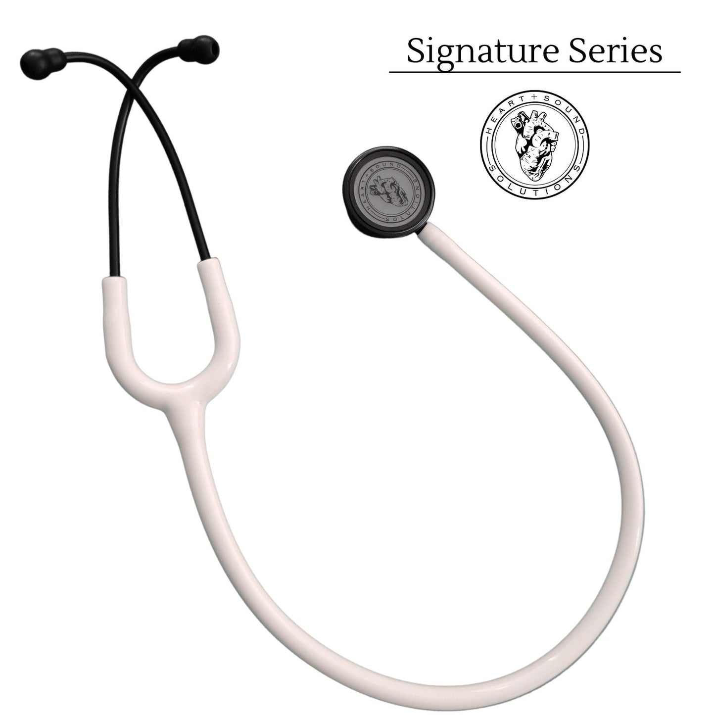 Heart Sound Solutions Signature Series Stethoscope for Nurses, Doctors, and Medical Students | Dual Head Design for Adults & Kids (Matte Black x White) - Heart Sound Solutions