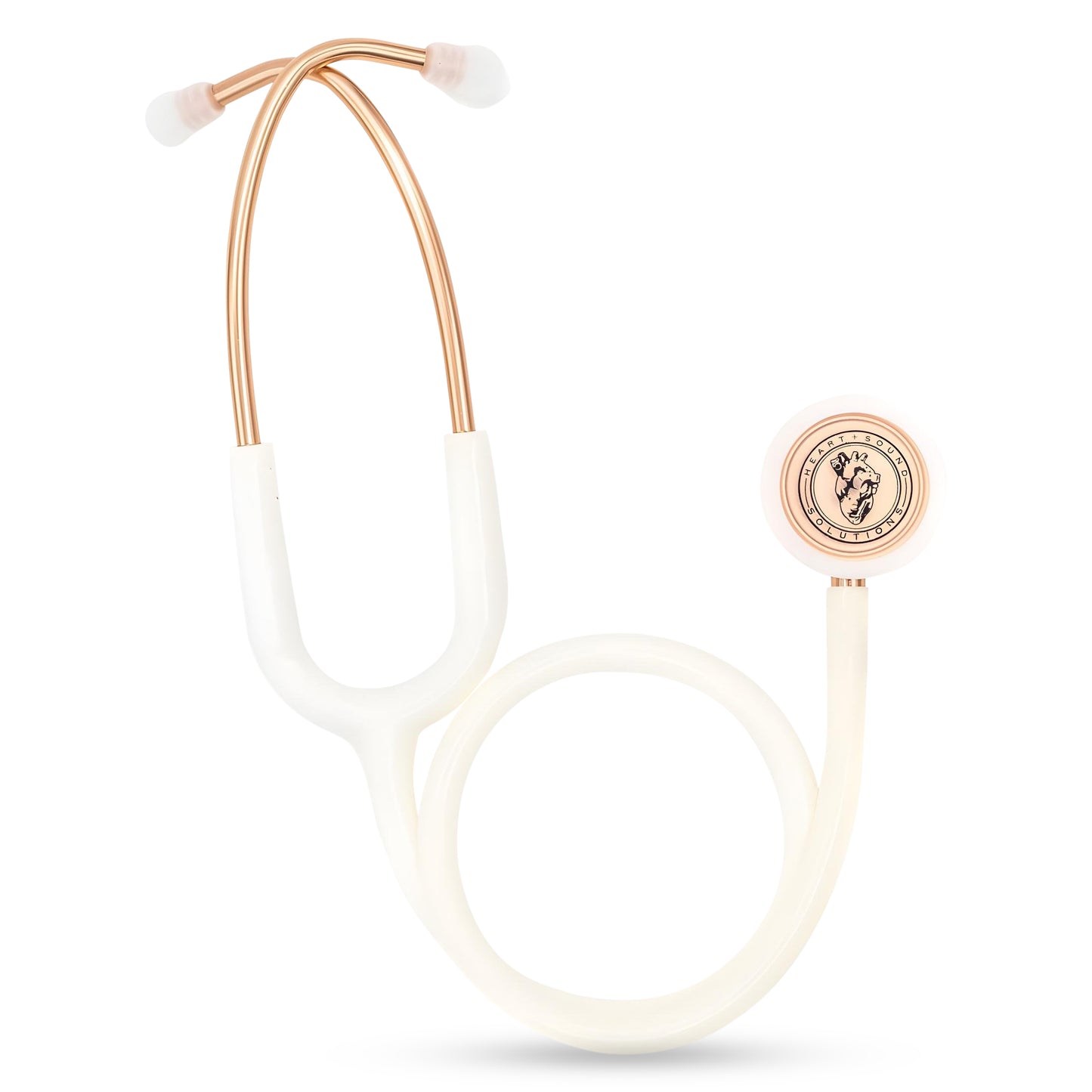 Heart Sound Solutions Signature Series Stethoscope for Nurses, Doctors, and Medical Students | Dual Head Design for Adults & Kids (Rose Gold x White)