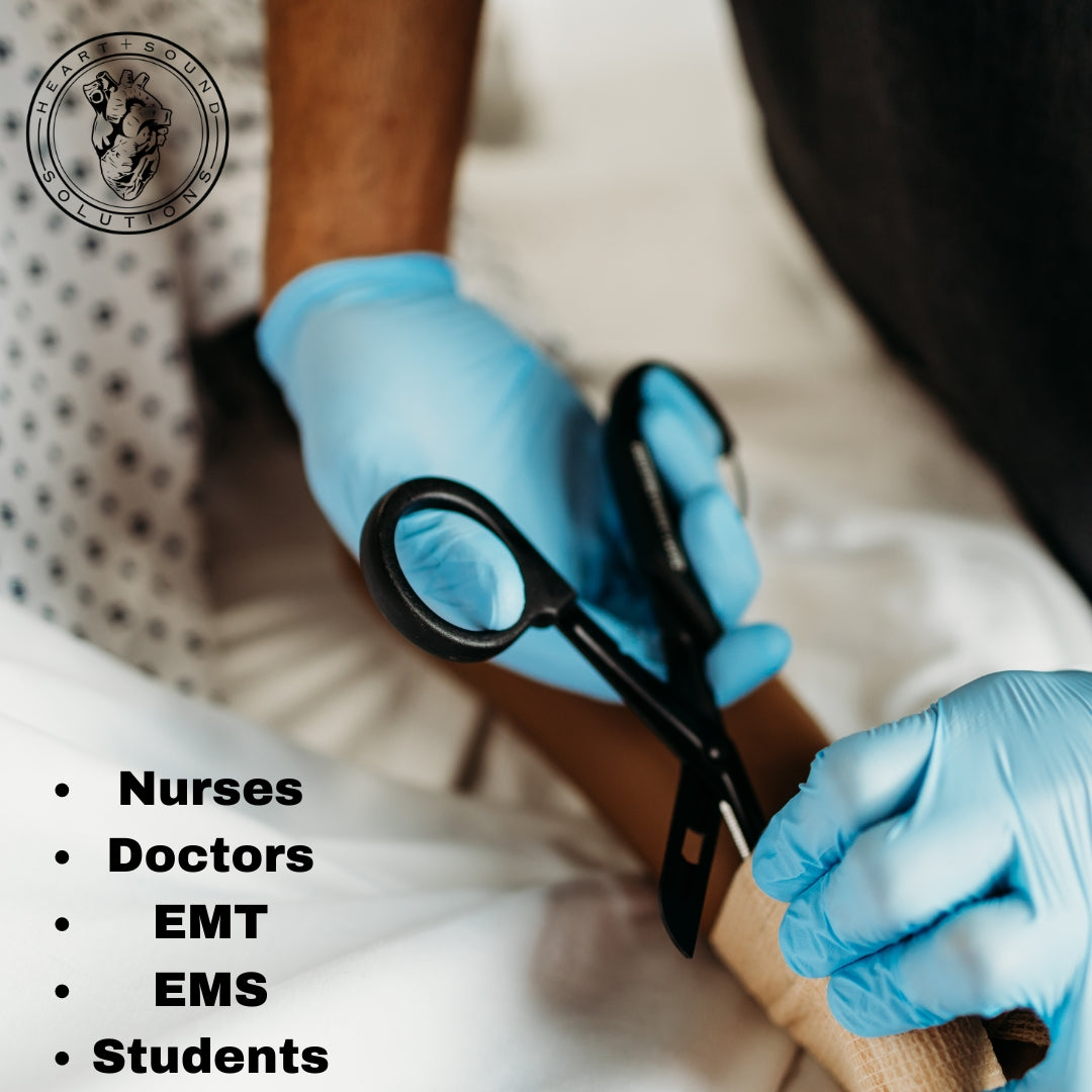 Precision Stainless Steel Medical Scissors | 7.5 Inches | Surgical Grade | Fluoride Coated Serrated Blades | Rust-Resistant | Professional Quality for Nurses |  First Aid | 2 Pack - Heart Sound Solutions