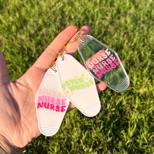 Nurse Keychain | RN | Motel/Hotel | Acrylic | Clear | Custom | Gift - Heart Sound Solutions