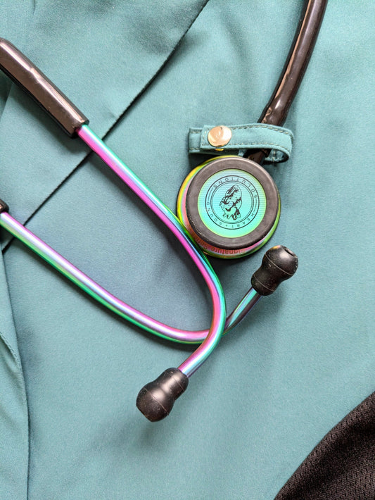 Heart Sound Solutions Signature Series Stethoscope for Nurses, Doctors, and Medical Students | Dual Head Design for Adults & Kids (Rainbow x Black Tube)