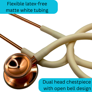 Heart Sound Solutions Clinical Series Stethoscope for Nurses, Doctors, and Medical Students | Dual Head Design for Adults & Kids (Rose Gold X White) - Heart Sound Solutions