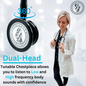 Heart Sound Solutions Signature Series Stethoscope for Nurses, Doctors, and Medical Students | Dual Head Design for Adults & Kids (Black) - Heart Sound Solutions