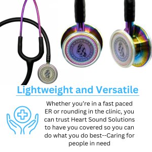Heart Sound Solutions Signature Series Stethoscope for Nurses, Doctors, and Medical Students | Dual Head Design for Adults & Kids (Rainbow x Matte Black) - Heart Sound Solutions