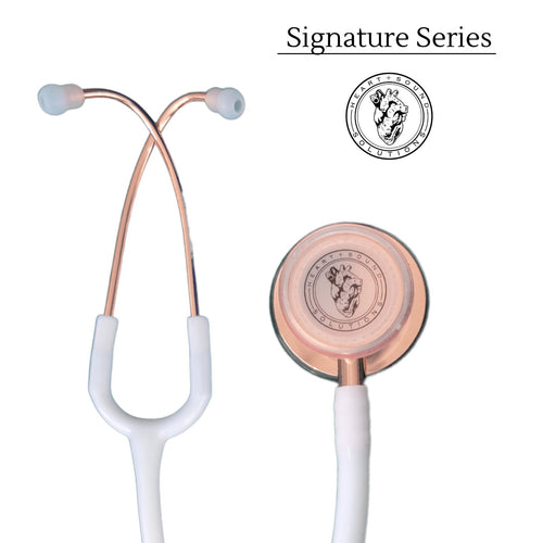 Heart Sound Solutions Signature Series Stethoscope for Nurses, Doctors, and Medical Students | Dual Head Design for Adults & Kids (Rose Gold x White) - Heart Sound Solutions
